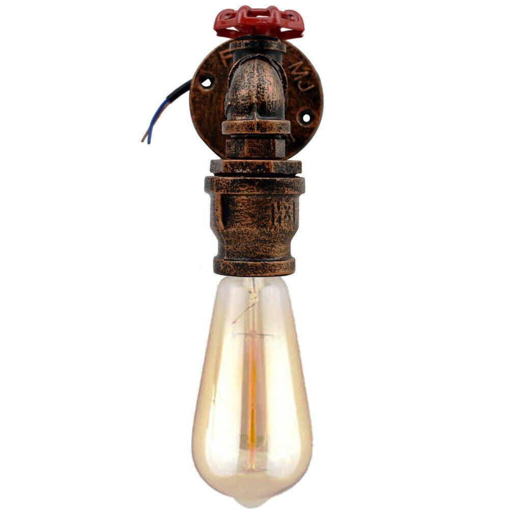 Single-head Rustic Red Water Pipe Steampunk Wall Lamp ~1583