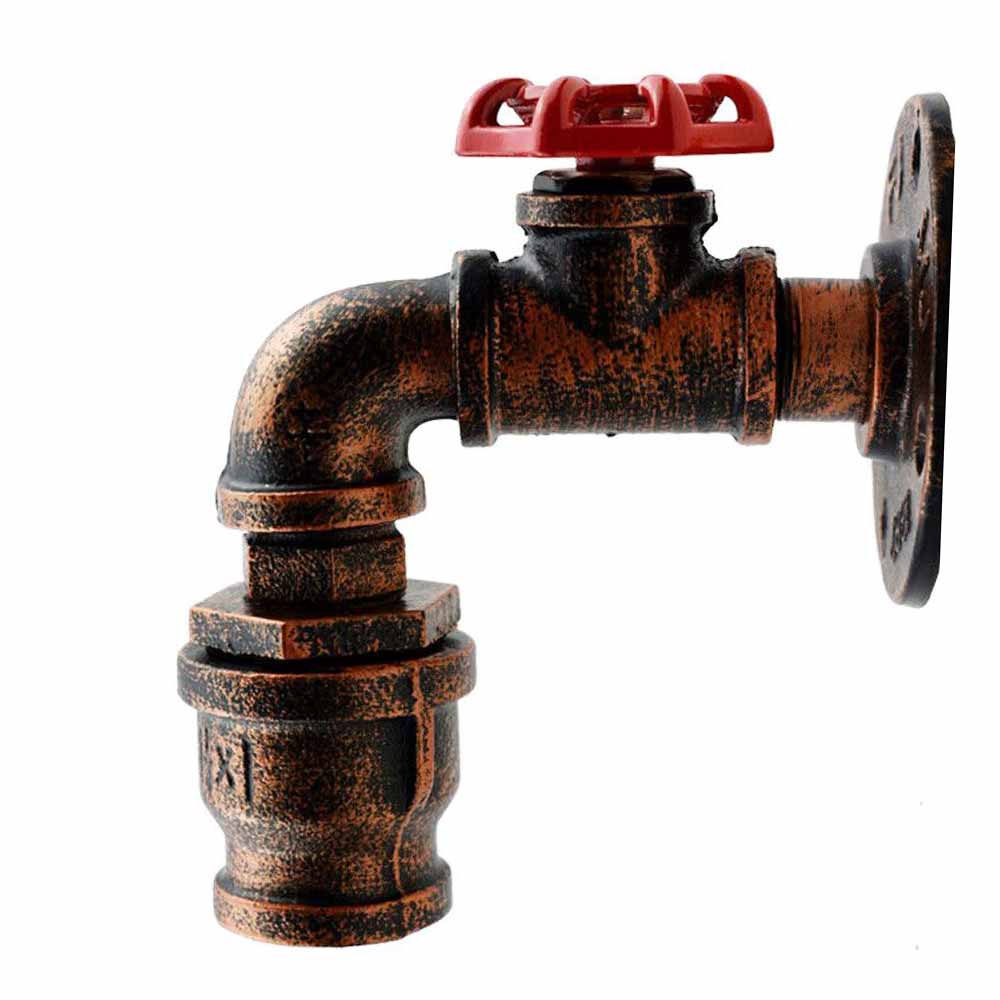 Single-head Rustic Red Water Pipe Steampunk Wall Lamp ~1583