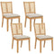 Set of 4 Rattan Dining Chairs with Curved Backrest & Upholstered Cushioned Seats