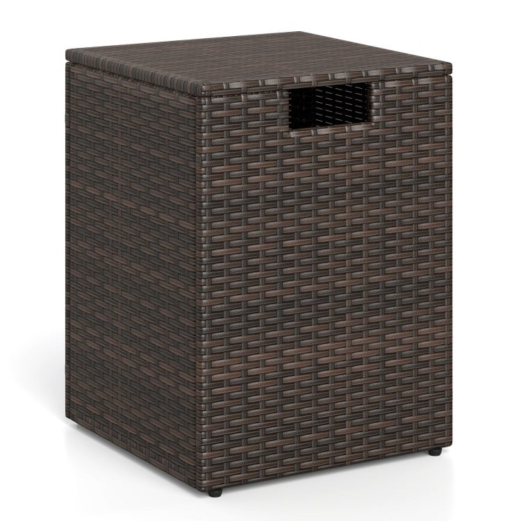 Rattan Propane Tank Cover Patio Hideaway Tank Side Table-Brown