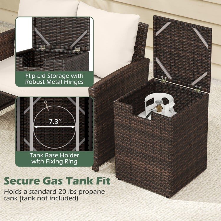 Rattan Propane Tank Cover Patio Hideaway Tank Side Table-Brown