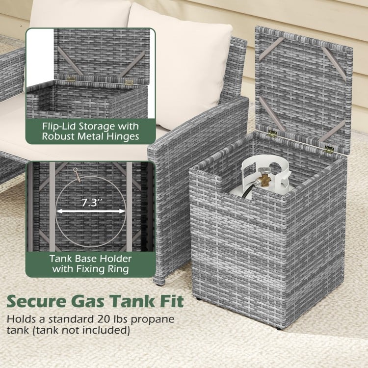Rattan Propane Tank Cover Patio Hideaway Tank Side Table-Gray