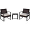 Outsunny 3PC Patio Bistro Set - Rattan Garden Furniture with Cushioned Chairs & Tea Table, Brown/White