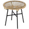 Outsunny Rattan Side Table Round Outdoor with PE Rattan Tempered Glass Top Patio Garden Beige