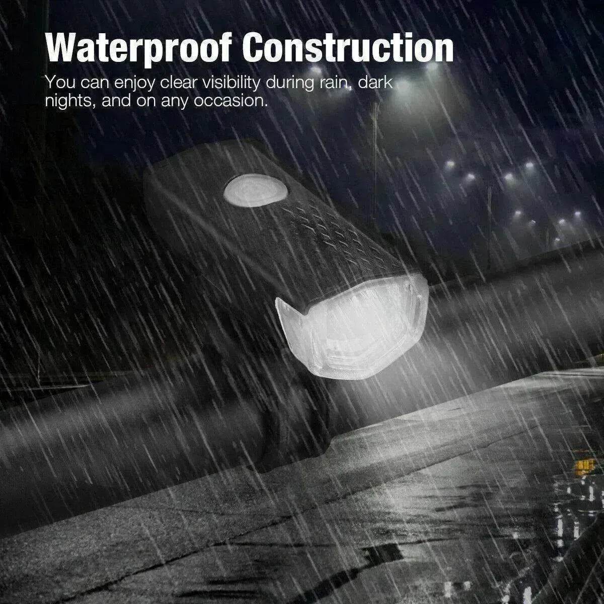 Recharge LED Bike Light Set: Rainproof 