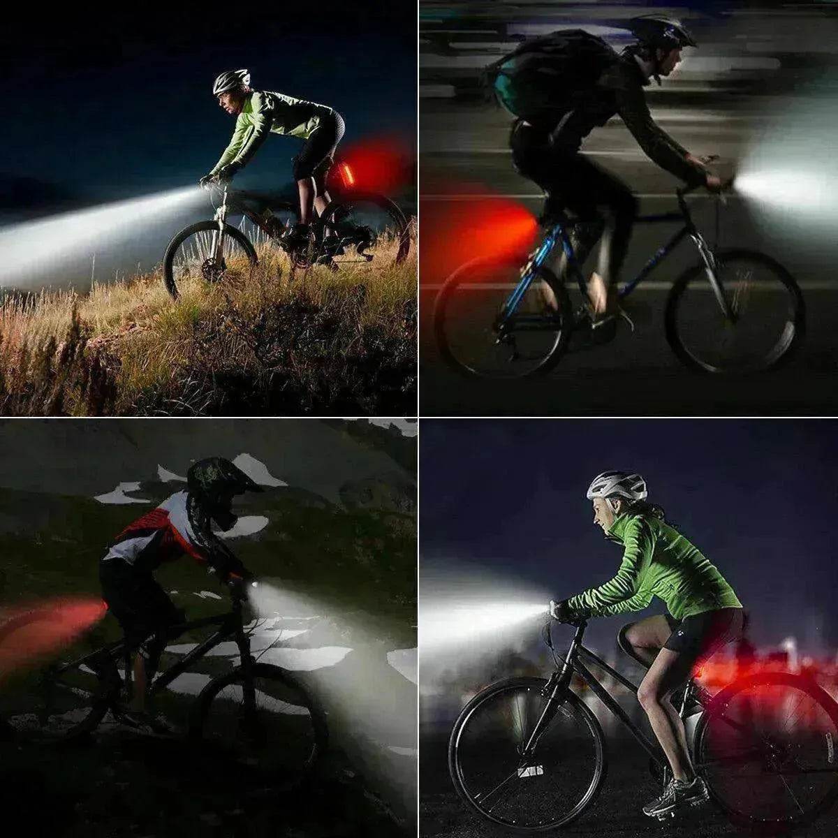 Recharge LED Bike Light Set: Rainproof 