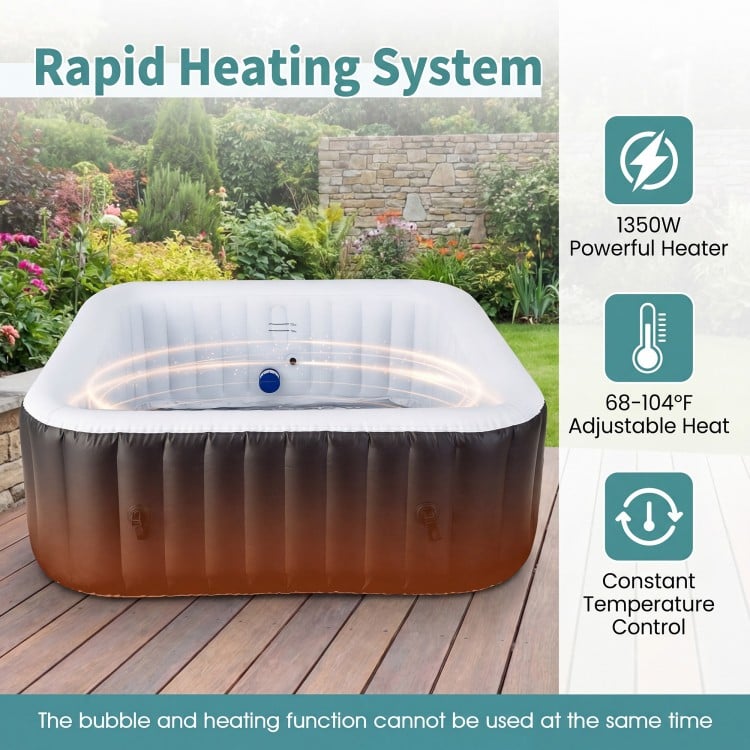 Rectangular Blowup Pool Hottub with 130 Air Jets for 4-6 Person