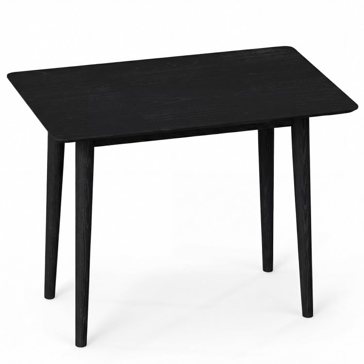 Rectangular Wooden Dining Table for 2-4 34 Inch Farmhouse Solid Wood Kitchen Table-Black