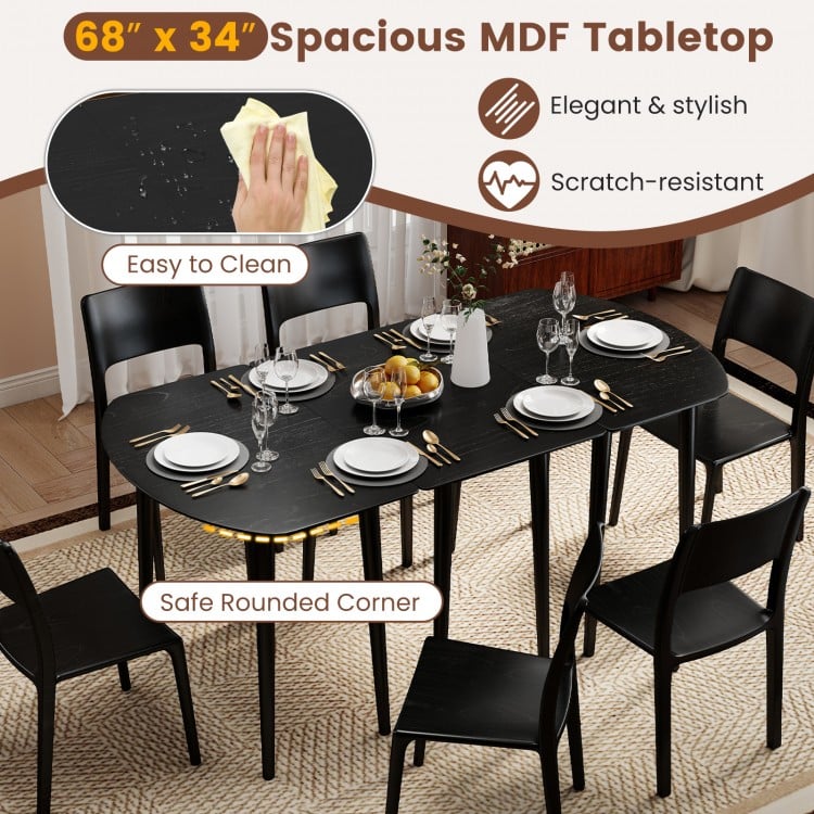 Rectangular Wooden Dining Table for 2-4 34 Inch Farmhouse Solid Wood Kitchen Table-Black