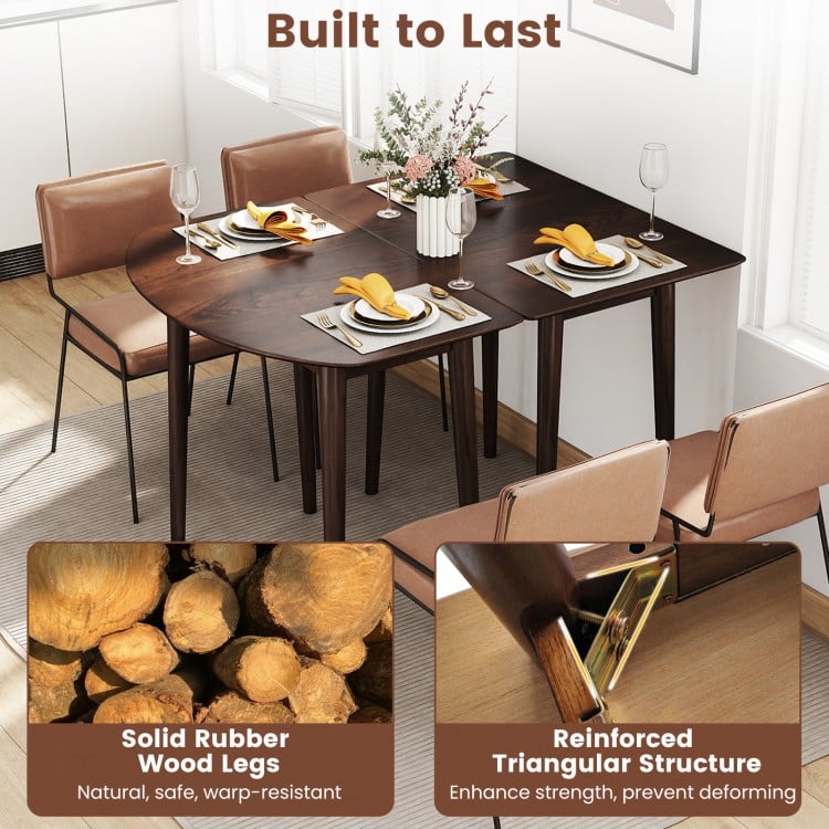 Rectangular Wooden Dining Table for 2-4 34 Inch Farmhouse Solid Wood Kitchen Table-Walnut