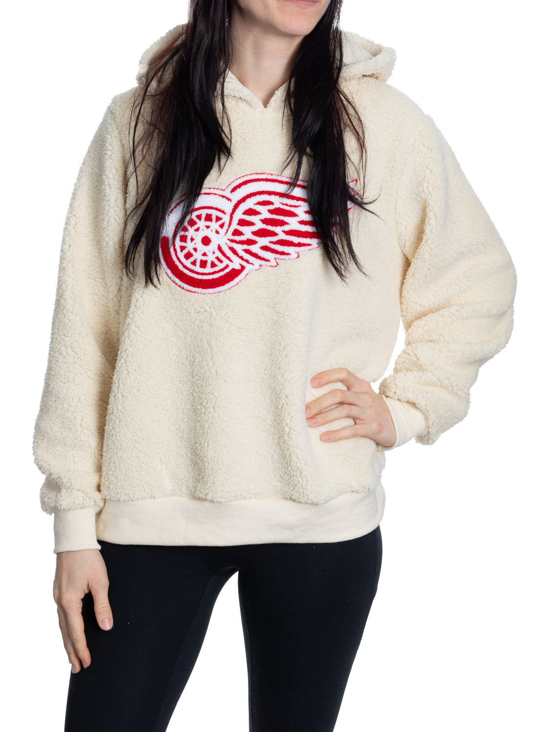Detroit Red Wings Ladies Sherpa Hoodie with Premium Chenille Logo 