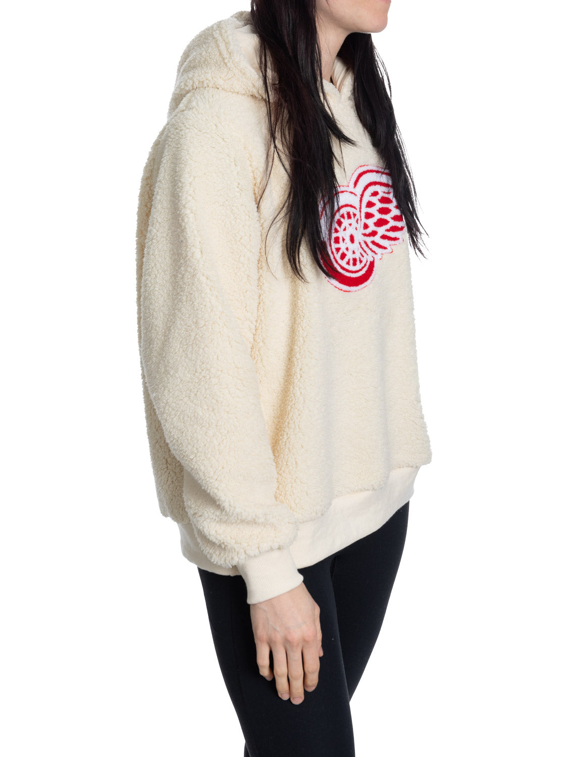 Detroit Red Wings Ladies Sherpa Hoodie with Premium Chenille Logo 