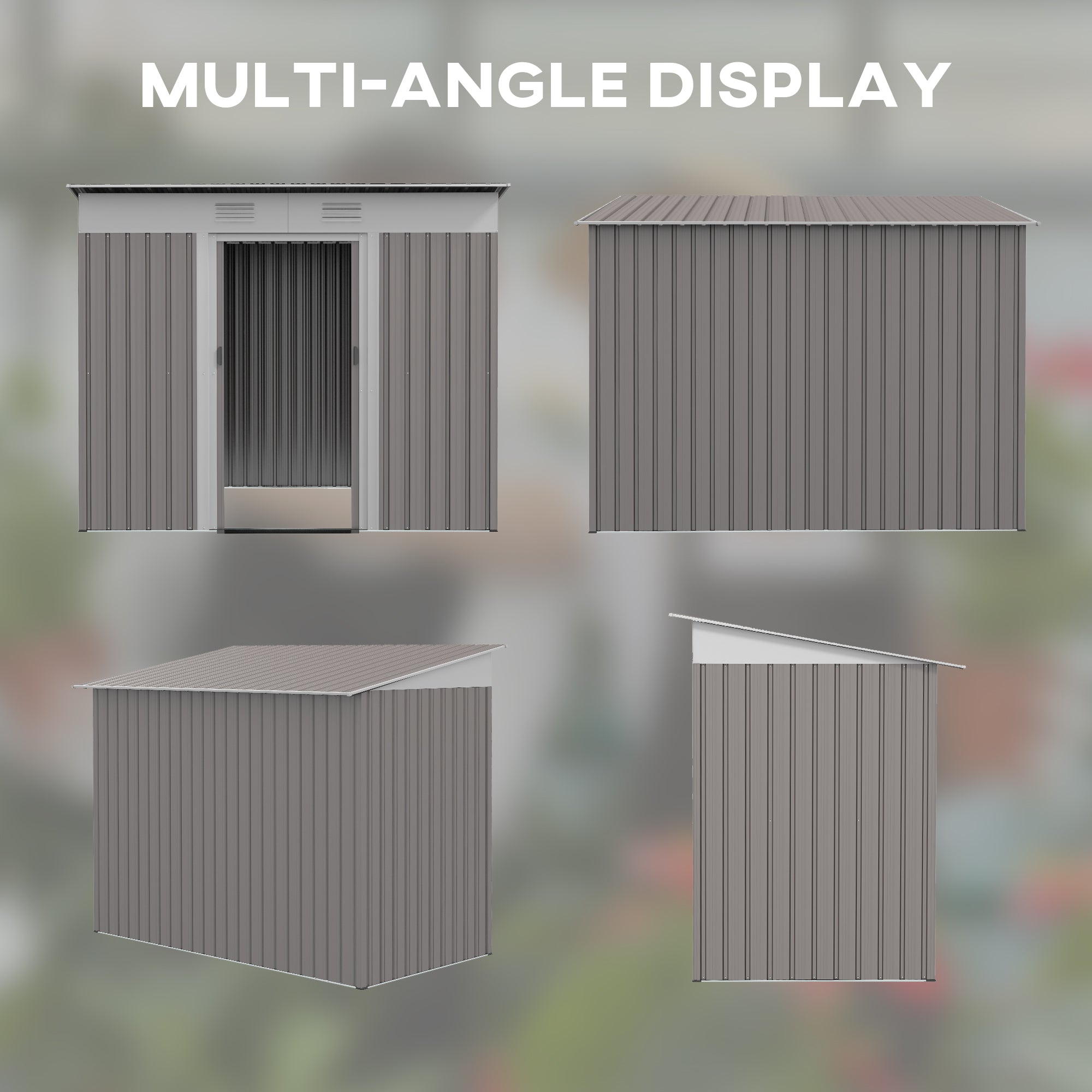Outsunny 7' x 4' Outdoor Storage Shed, Metal Garden Tool Storage House Organizer with Lockable Sliding Doors and Vents for Backyard Patio Lawn, Light Grey 