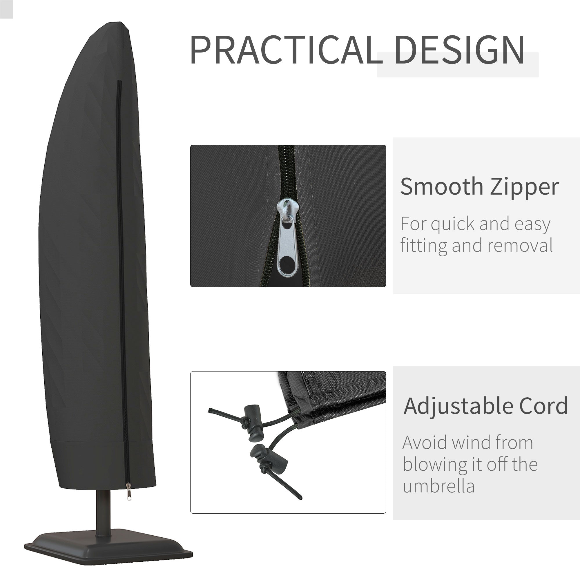 Outsunny Patio Umbrella Cover 87-Inch for Outdoor Offset Furniture Protector Black 