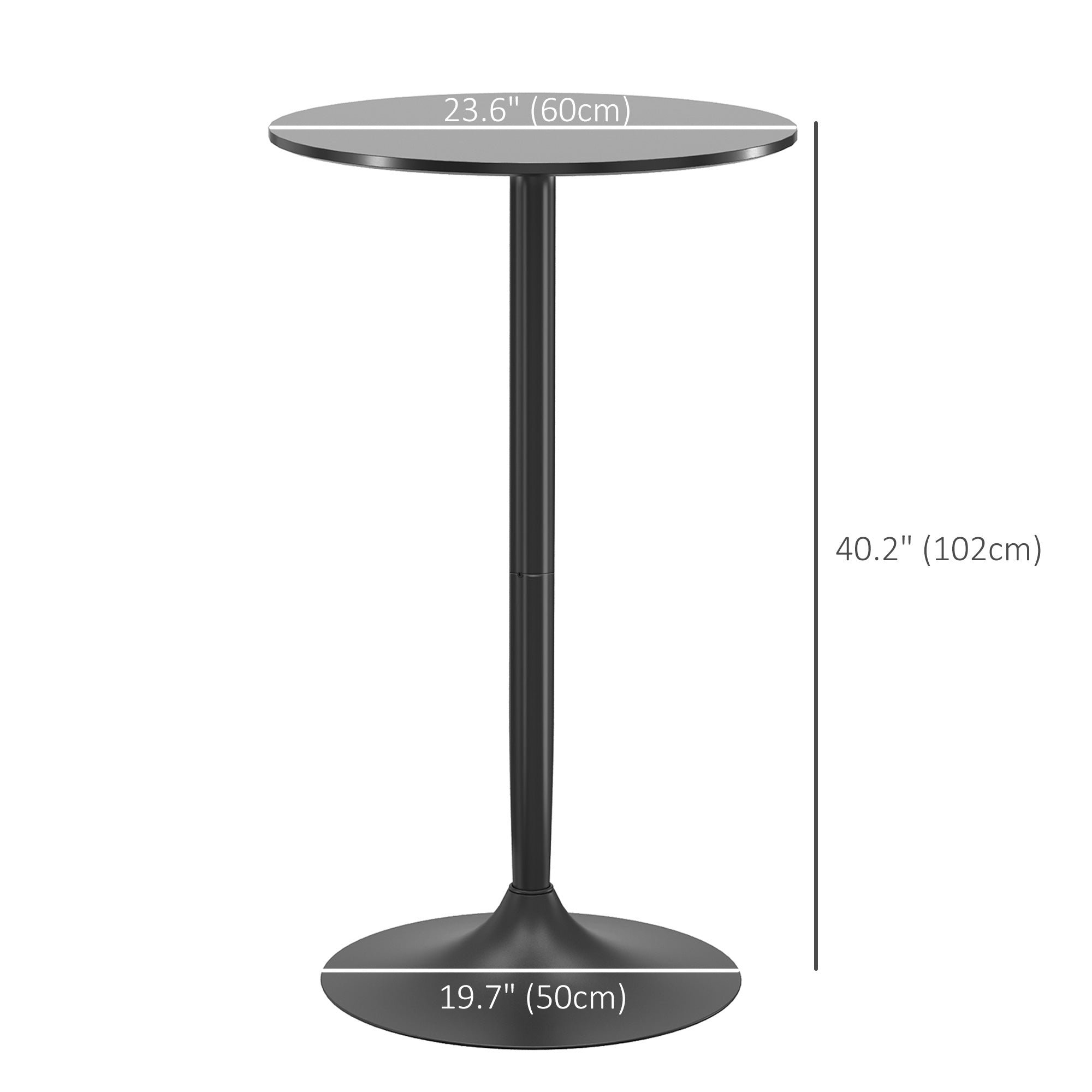 HOMCOM Modern High Top Bar Table Round Dining Painted Top Steel Base Bistro Table for 2 Black 