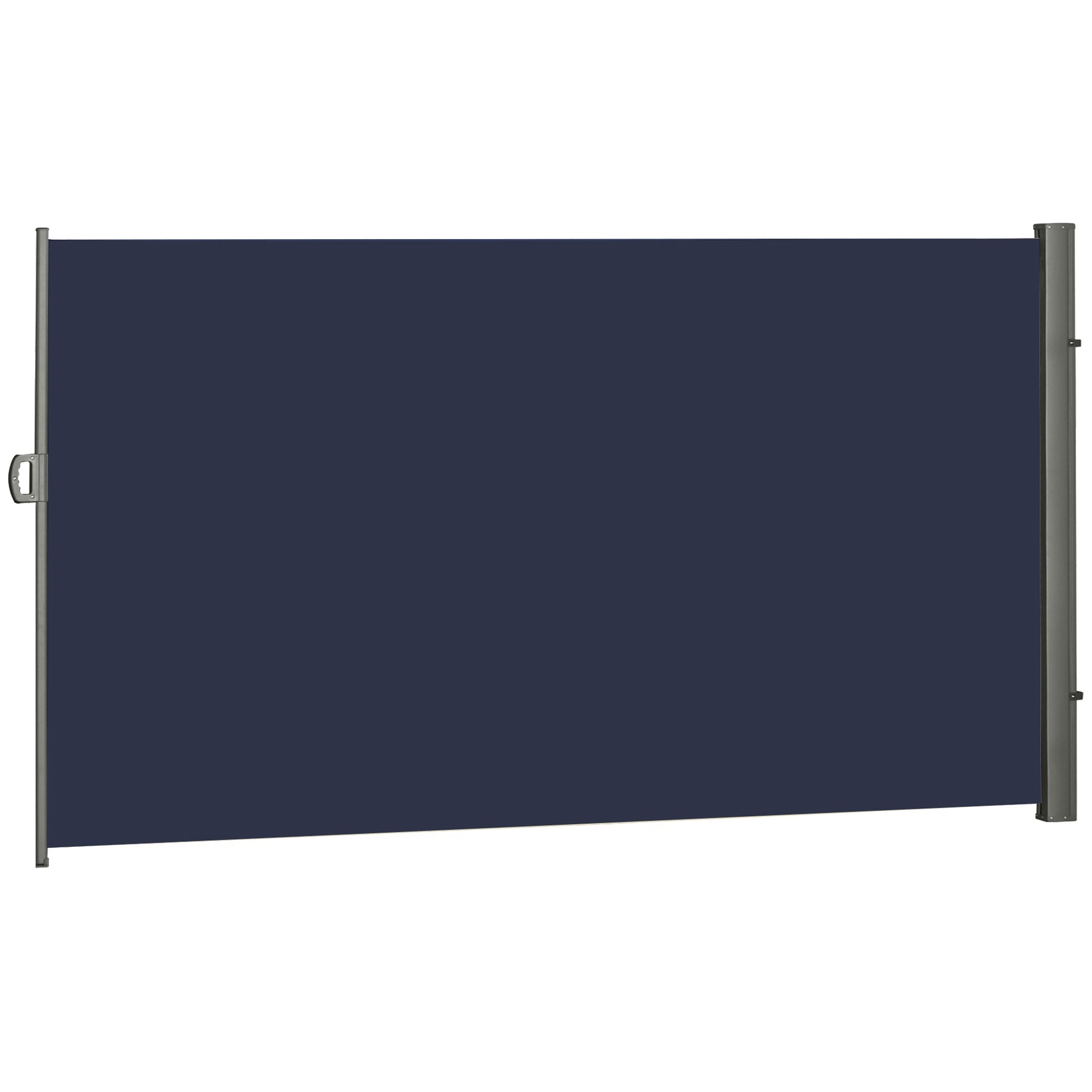 Outsunny Retractable Sidescreen: 118" x 79" UV Wind Resistant Outdoor Privacy Panel for Folding Patio, Dark Blue 