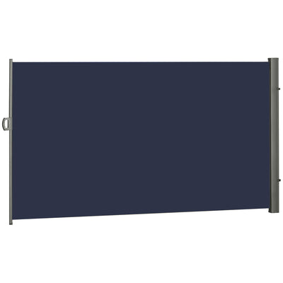 Outsunny Retractable Sidescreen: 118" x 79" UV Wind Resistant Outdoor Privacy Panel for Folding Patio, Dark Blue 