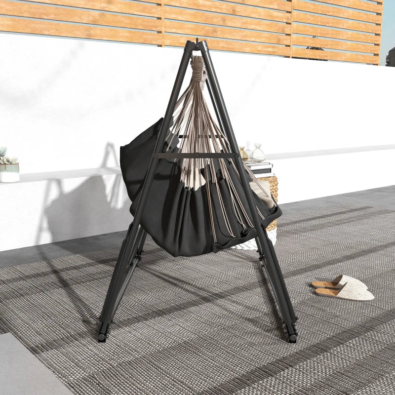 Foldable Hammock Stand, Portable 2 in 1 Hammock Chair Stand Only with Carry Bag, Load Capacity 120, for Patio, Black