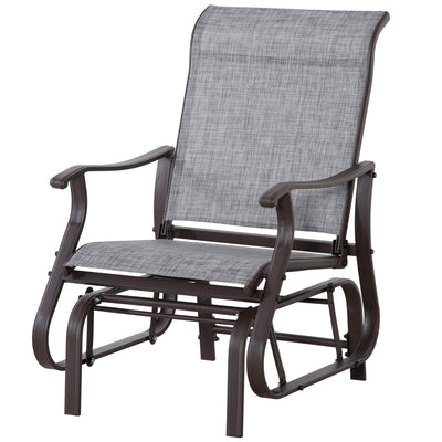 Outsunny Outdoor Glider Chair, Patio Glider with Steel Frame and Mesh Fabric, Garden Chair for Backyard, Garden, and Porch, Grey 