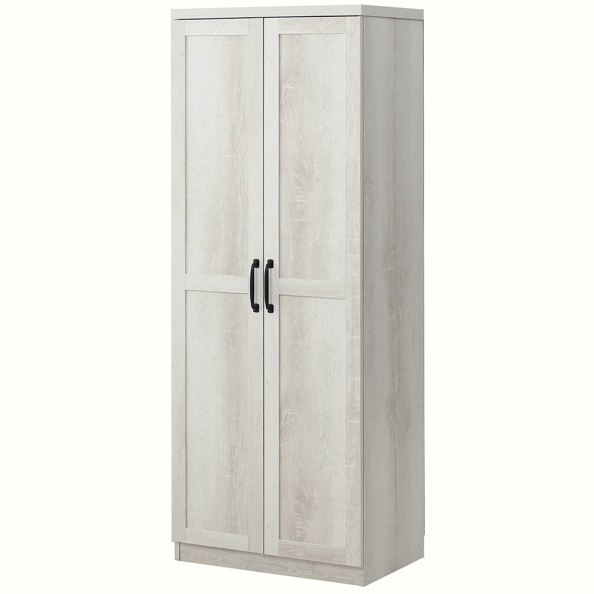 HOMCOM 63" Distressed White Kitchen Pantry Cabinet with 5-Tier Adjustable Shelves for Dining Storage 