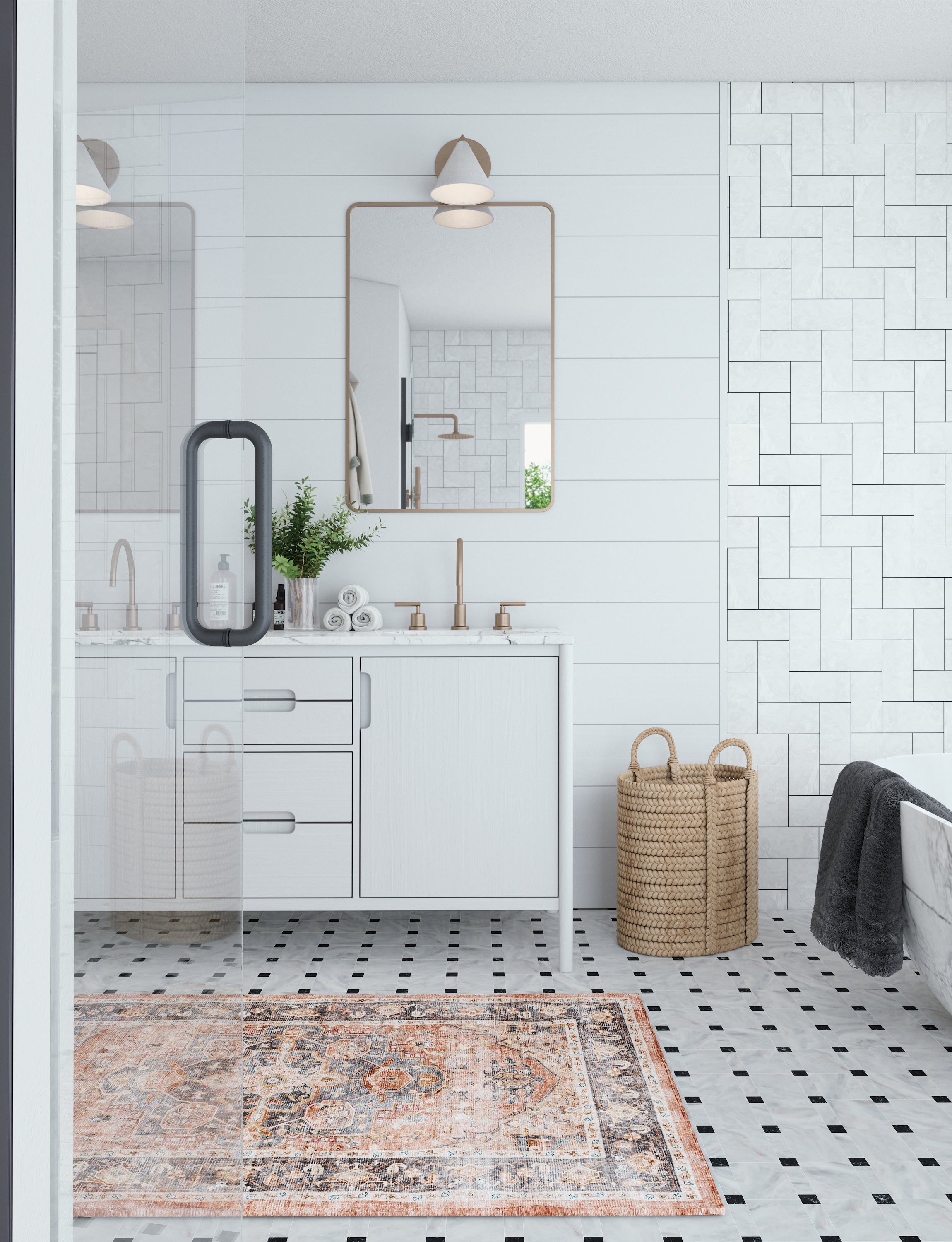 Riverra Terracotta Black Rug 