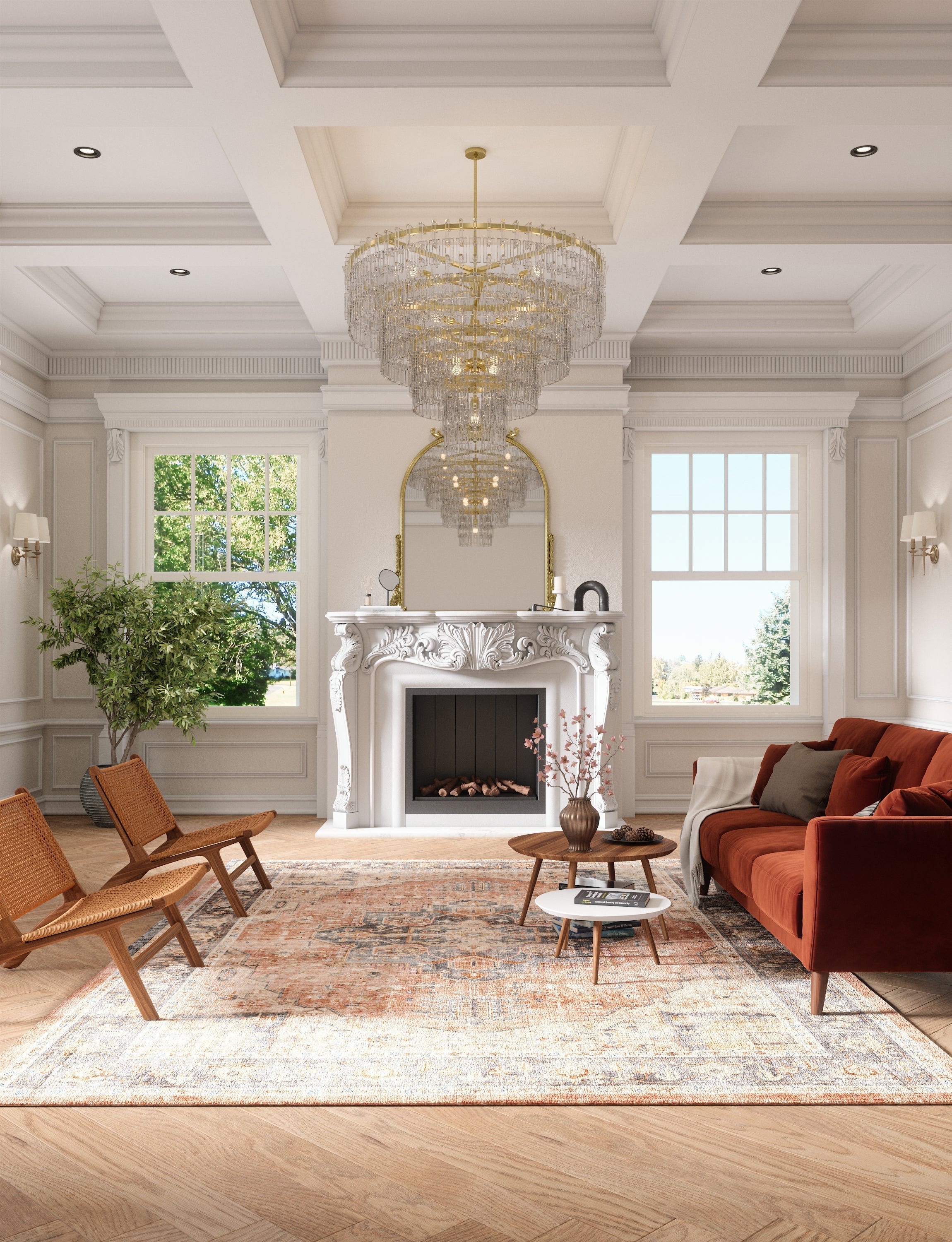 Riverra Terracotta Black Rug 