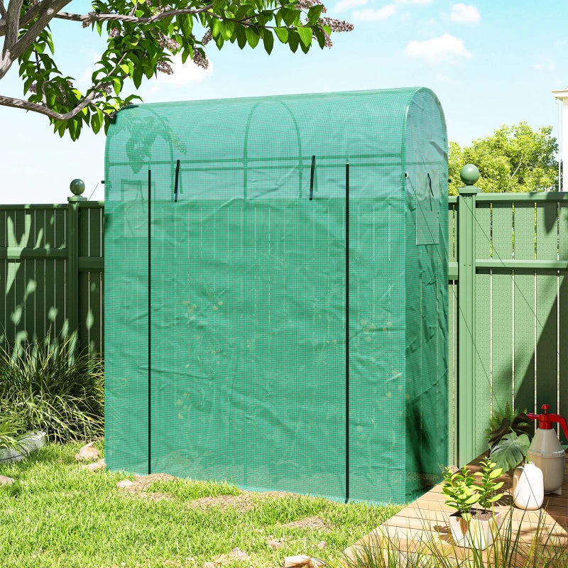 Mini Greenhouse, Portable Garden Green House with Roll-up Door and Mesh Windows, 6' x 2' x 6.6', Green
