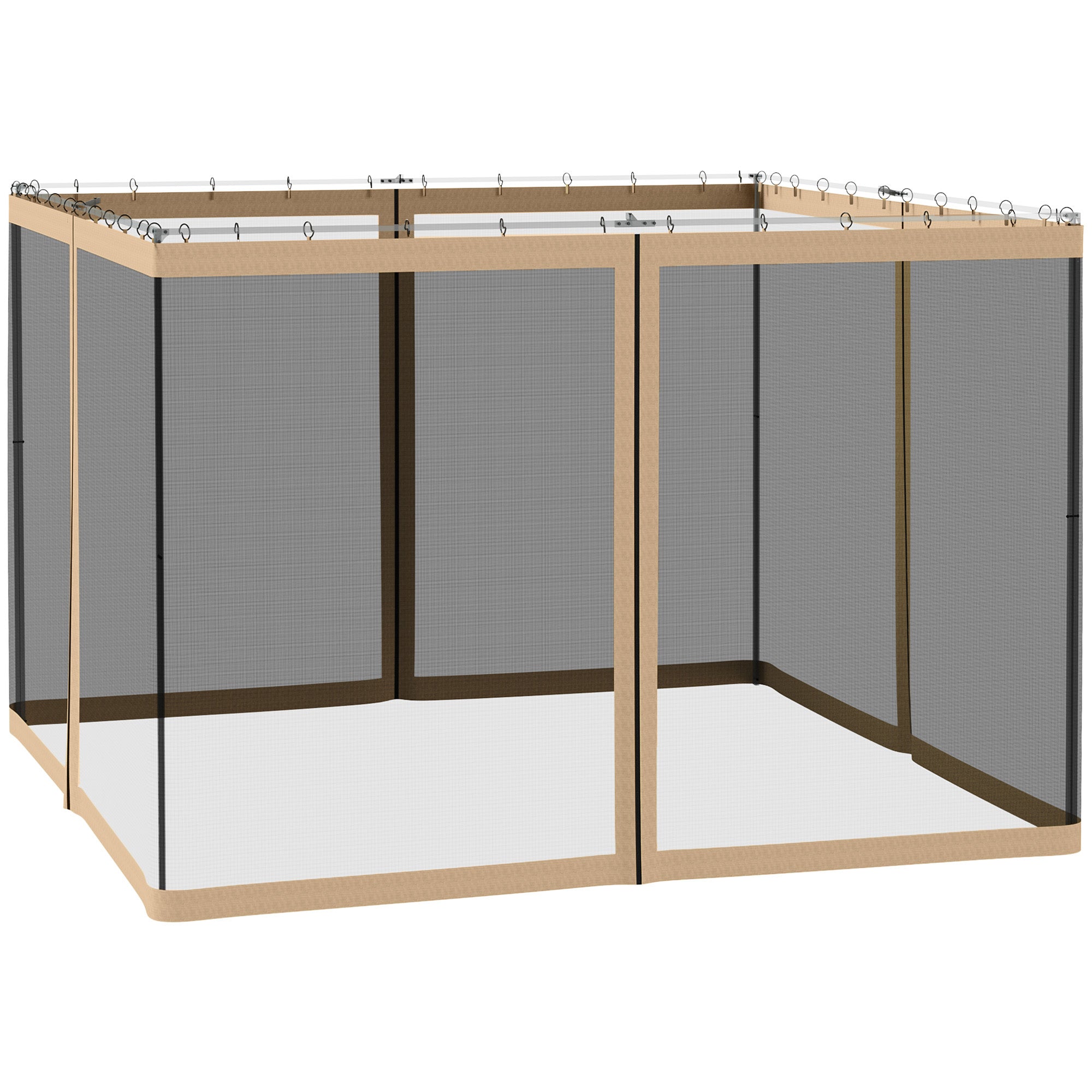 Outsunny Gazebo Mosquito Netting 10'x10' Black Screen Walls for Canopy with Zippers 
