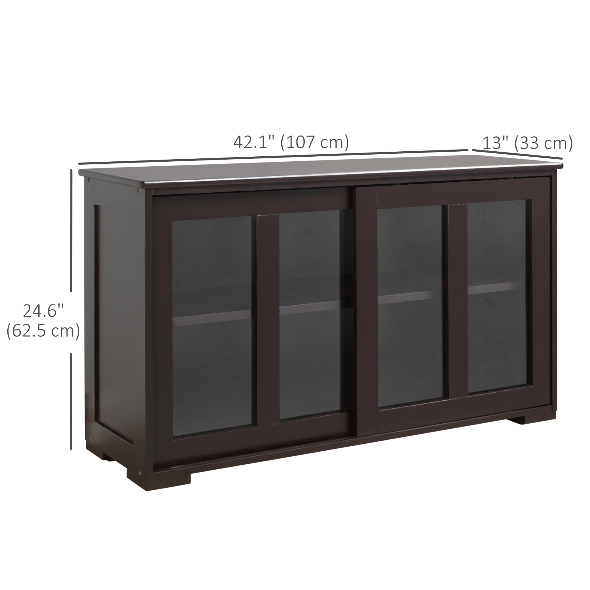 HOMCOM Modern Kitchen Sideboard Stackable Storage Cabinet Sliding Glass Door Console Cupboard Serving Buffet Coffee Furniture 