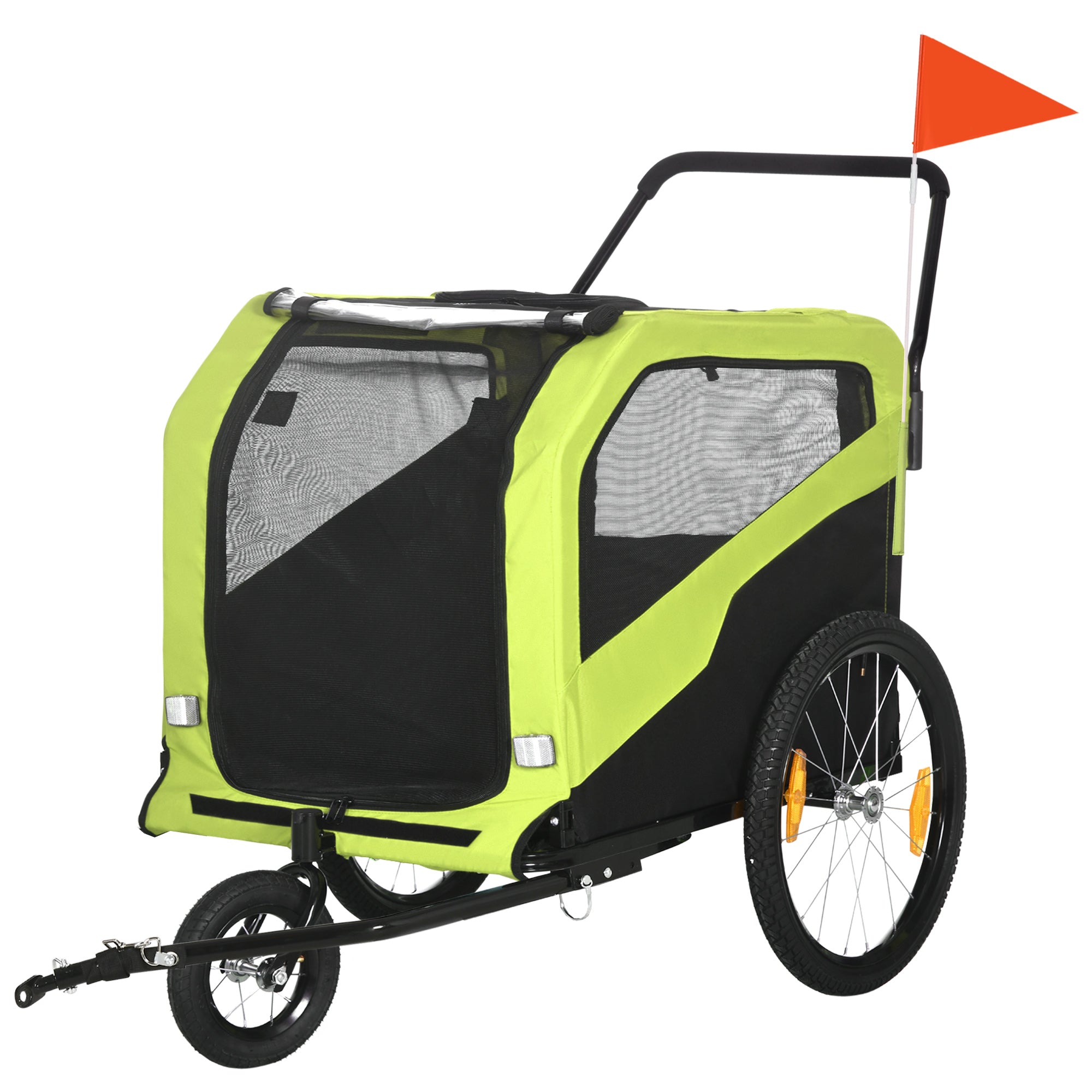Aosom 2-in-1 Large Green Dog Bike Trailer Pet Carrier Stroller for Cycling Outdoor Travel 