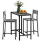 Industrial Bar Table Set Counter Height 3 Piece and 2 High Back Stools Set Dining Table Set Grey