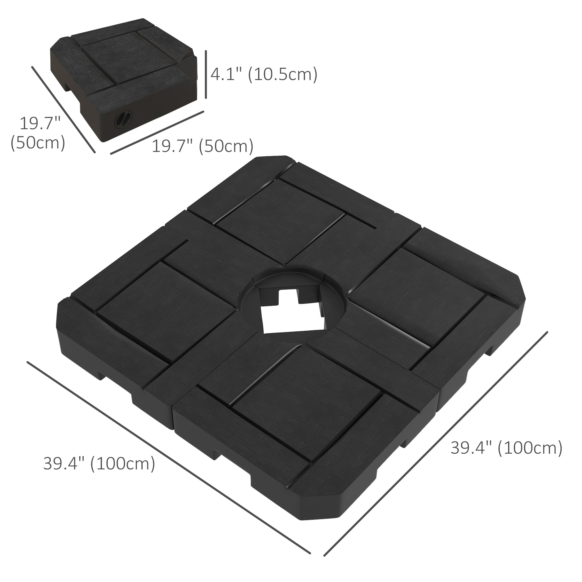 Outsunny Patio Umbrella Weight Bases: 4pc Water/Sand Fillable HDPE Cantilever Cross Stands 