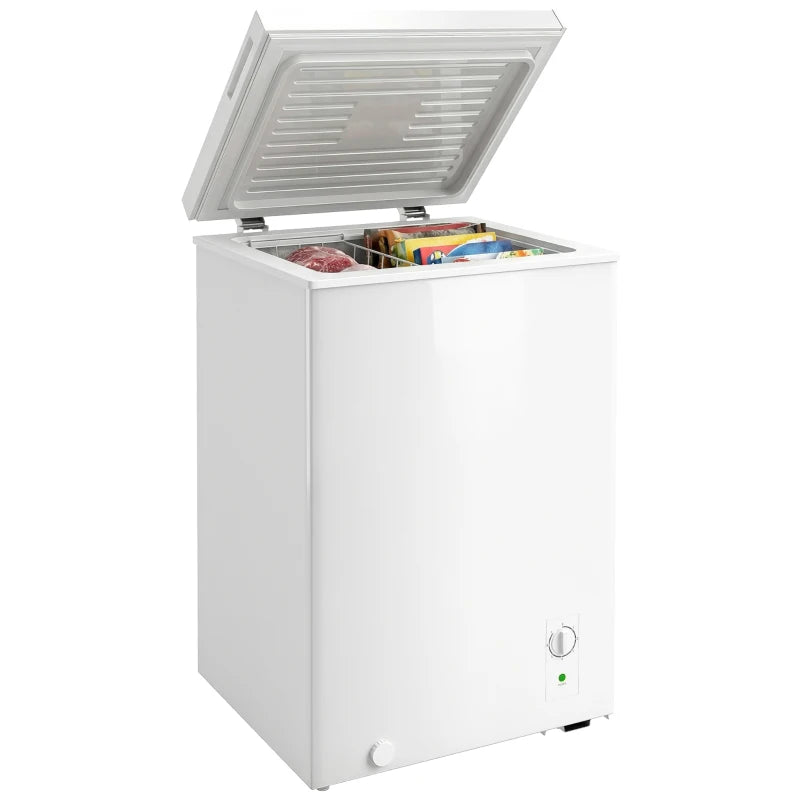 Mini Freezer, 3.5 Cu.Ft Chest Freezer with 5-Setting Adjustable Thermostat, Wire Basket, Quiet Operation, White