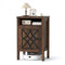 Robot Vacuum Storage Cabinet with Door and Open Shelf for Living Room Bedroom-Brown