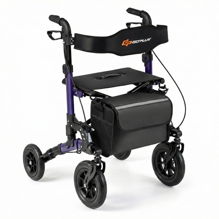 Rollator Walker for Seniors Folding Rolling Walker with Seat-Purple