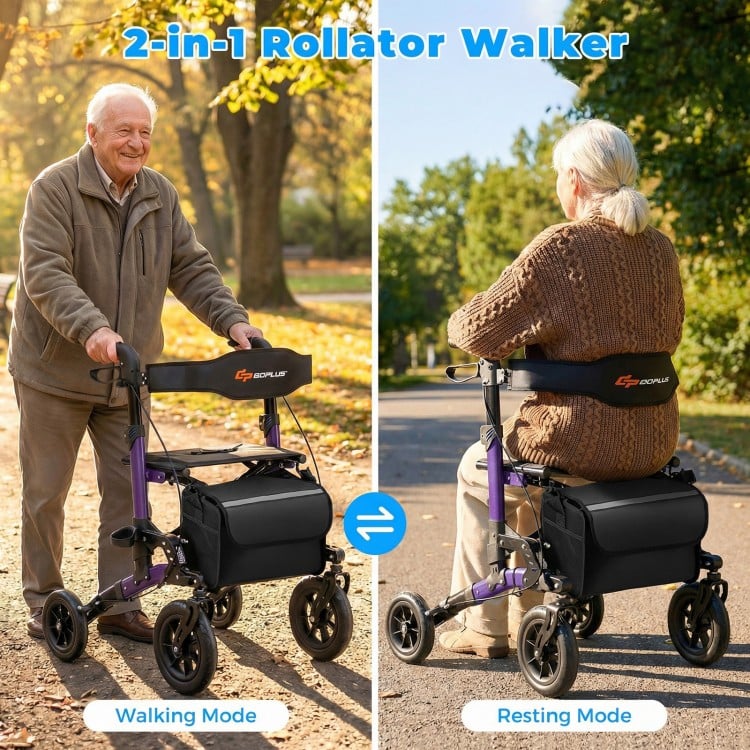 Rollator Walker for Seniors Folding Rolling Walker with Seat-Purple