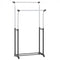 Rolling Clothes Rack Double Rod Garment Rack with Adjustable Height