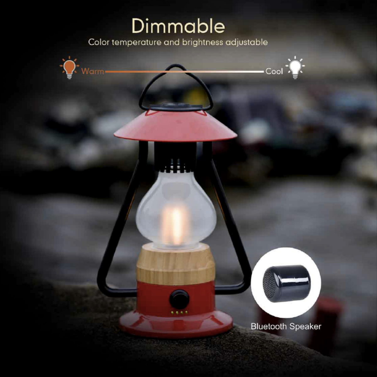 TRU De-LIGHT ROMANTICO LED All-in-One Lamp, Rechargeable, Bluetooth Music Speaker - FIRE RED / YELLOW / AUQA BLUE / GREEN / BLACK 