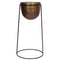 Rosita Brass Planter on Stand – Handcrafted Antique-Style Brass Basket Planter for Artificial Plants, Elegant Home Décor