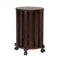 Round Portable Wood Nesting Stools with Locking Casters-Walnut