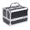 HOMCOM Cosmetic Train Case 3 Tier Diamond Texture Organizer with Mirror Portable Black 8