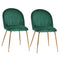 HOMCOM Green Velvet-Touch Fabric Modern Dining Accent Chairs Set of 2 with Gold Metal Legs