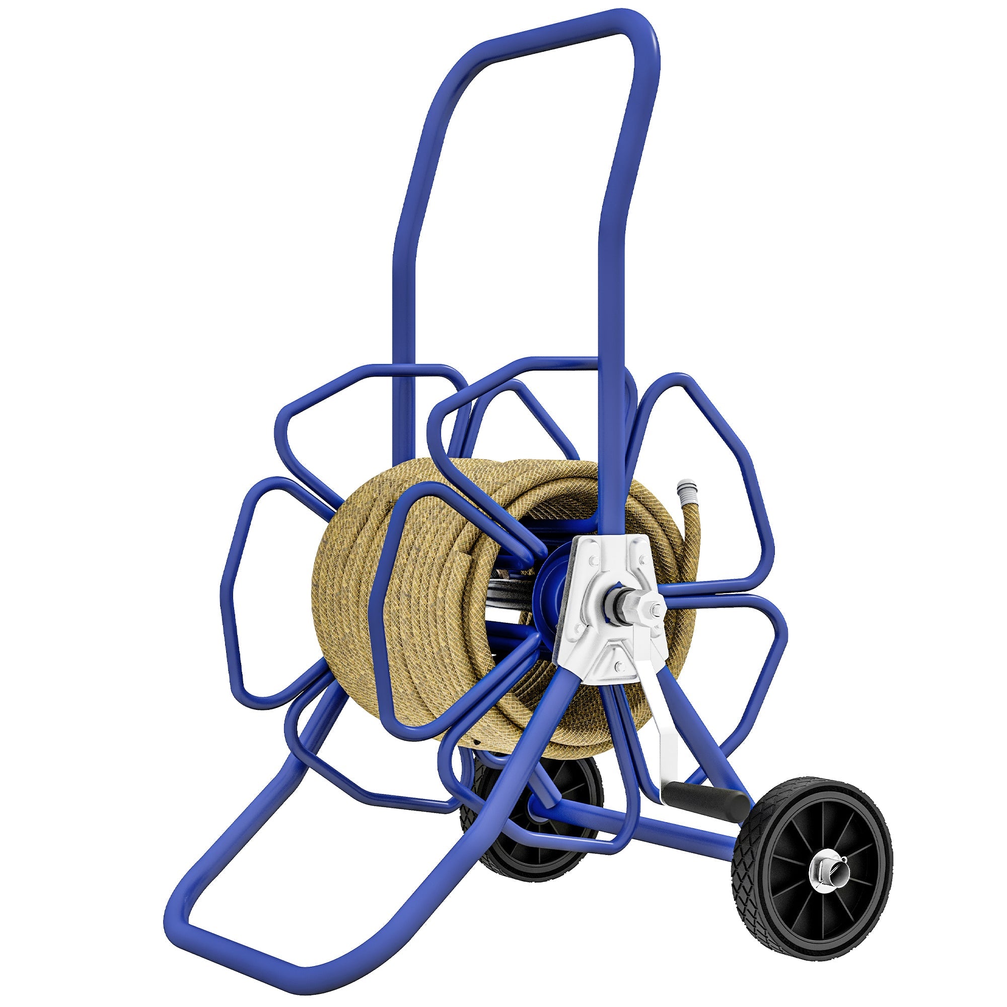Outsunny 98 ft of 5/8" Hose Reel Cart (Hose Not Included), Garden Water Hose Carts with Wheels for Yard, Lawn, Blue 