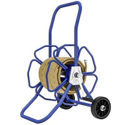 Outsunny 98 ft of 5/8" Hose Reel Cart (Hose Not Included), Garden Water Hose Carts with Wheels for Yard, Lawn, Blue 