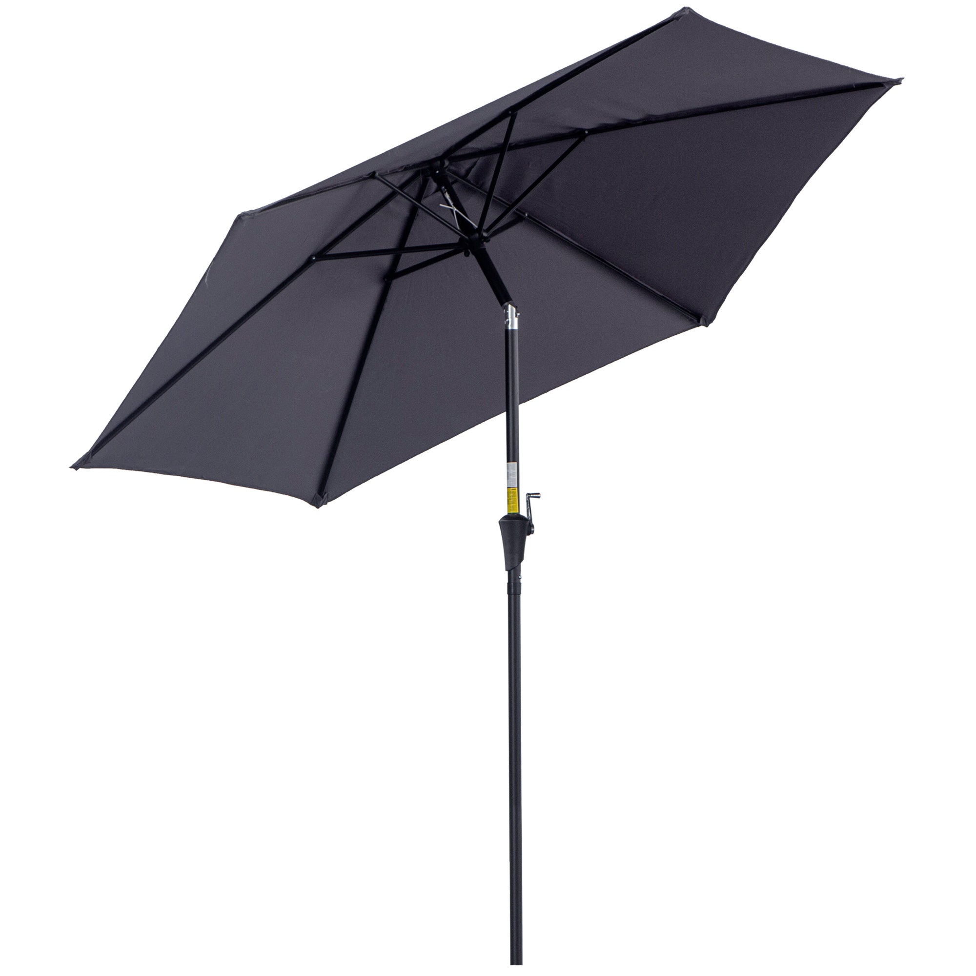 Outsunny 9' Round Patio Umbrella Aluminum Outdoor Market Umbrella with Crank Tilt Sunshade UV Protection Grey 