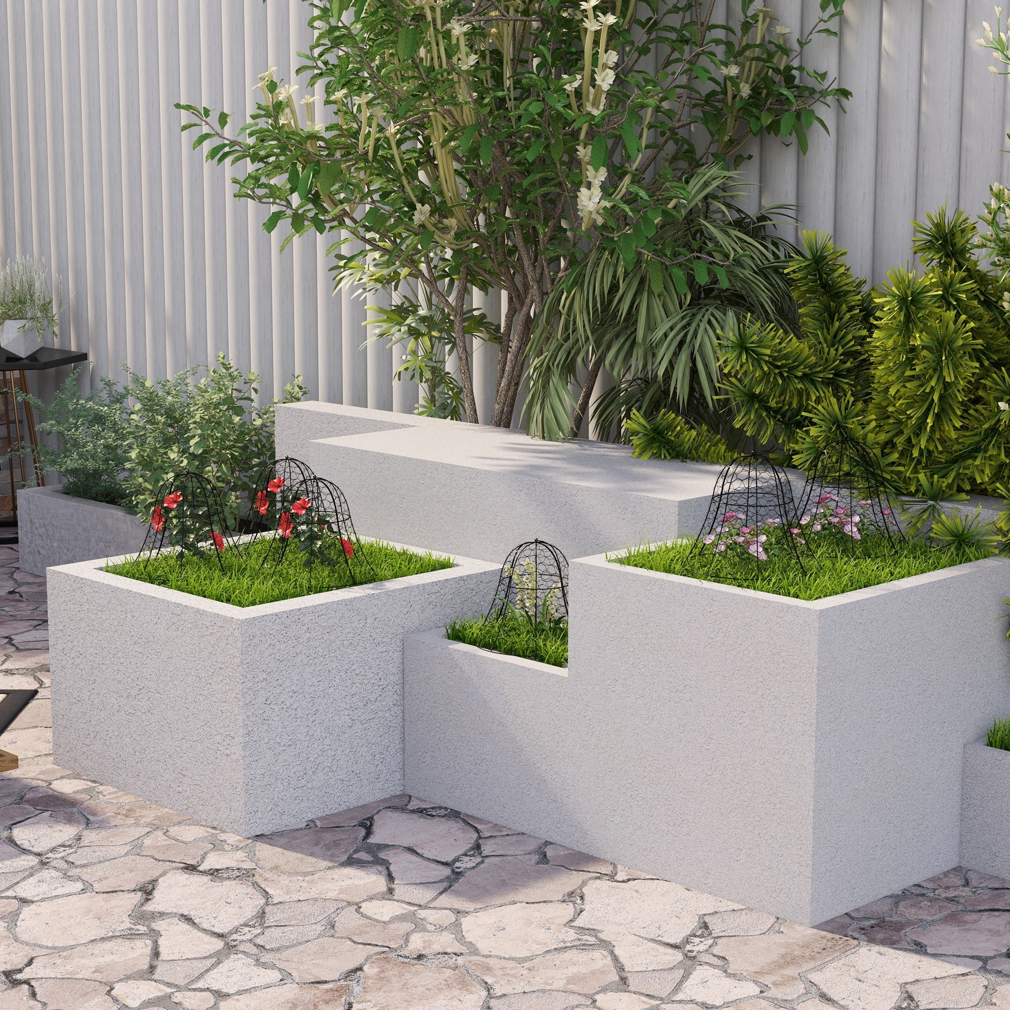 Outsunny 12 Pack Metal Garden Cloches 16"x13" Plant Cages Black Crop Protection to Keep Animals Out 