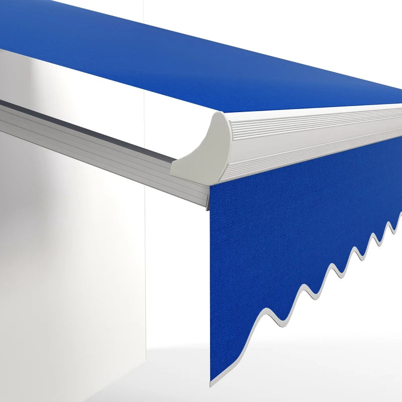 8'x7' Patio Awning Manual Retractable Sun Shade Outdoor Deck Canopy Shelter, Blue
