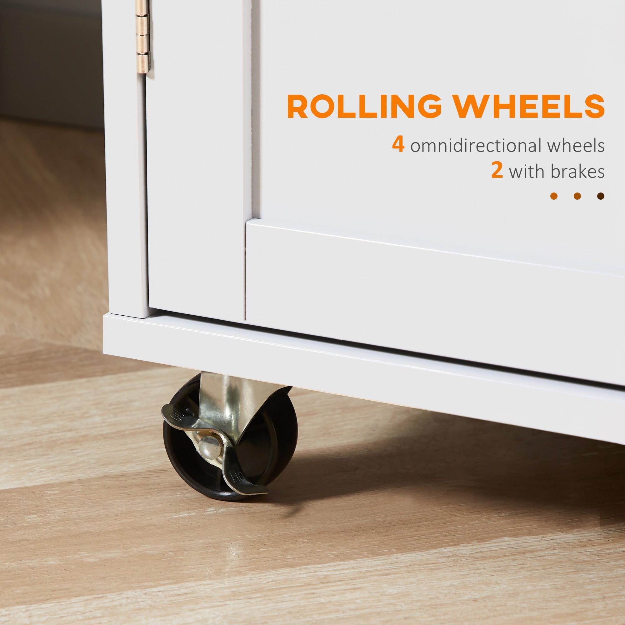 HOMCOM Mobile Culinary Companion: Rolling Kitchen Island Cart with Rubber Wood Top, Towel Rack, Storage Drawers, White Finish 