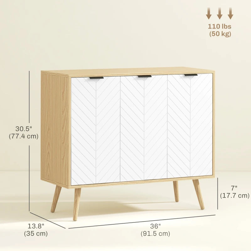 Modern Sideboard and Buffet, Dining Room Cabinet with Adjustable Shelves for Kitchen, Living Room, Natural
