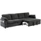 4-Seat Sectional Sofa Bed with Double Pull-Out Sleeper – Dark Grey Chenille